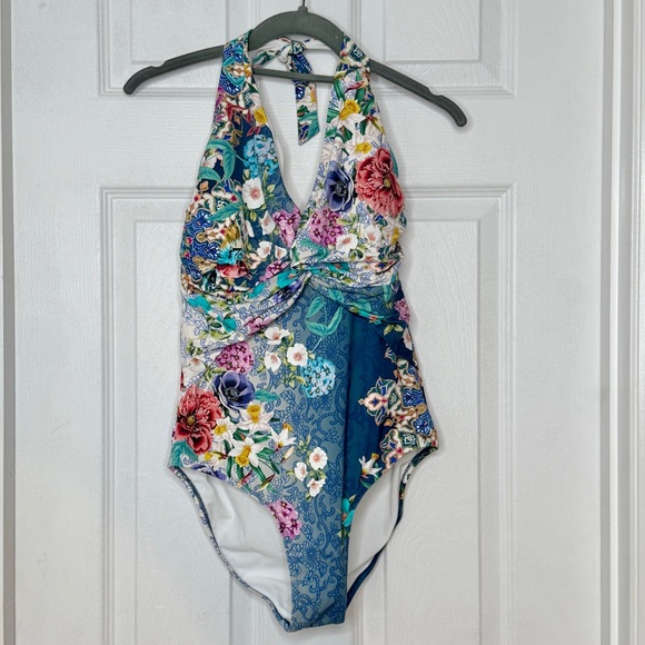 JOHNNY WAS - Woman’s Sady Floral Halter One-Piece Swimsuit - Medium - NWT - Picture 2 of 10